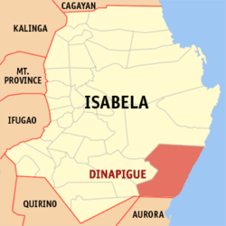 Bản đồ Isabela với vị trí của Dinapigue.
