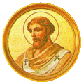 The icon of Pope Miltiades at the Basilica of Saint Paul Outside the Walls in Rome, Italy