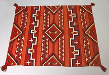 Probably Bayeta-style Blanket with Terrace and Stepped Design, 1870-1880, 50.67.54, Brooklyn Museum Probably Bayeta-style Blanket with Terrace and Stepped Design, 1870-1880, 50.67.54.jpg