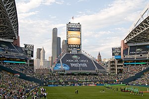 Qwest Field with Seattle in the background