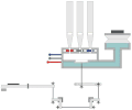 schematische Animation mechanische Tontraktur, Schleiflade mit drei Registern