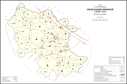 Map showing Fatehpur (#048) in Singhpur CD block