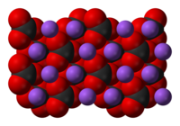 Space-filling model of the crystal structure of sodium carbonate