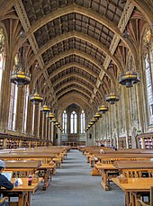 The university's landmark reading room, inside Suzzallo Library. Suzzallo Reading Room, May 2016.jpg
