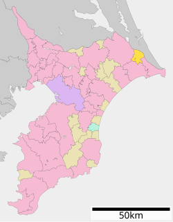 Расположение Тоношин в префектуре Тиба