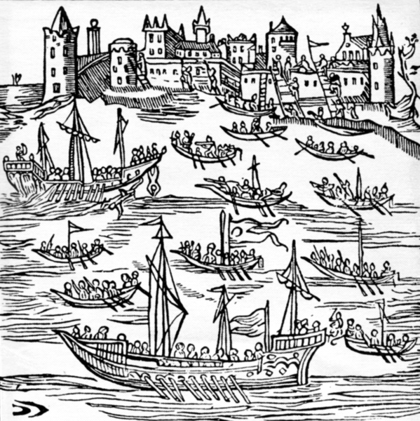 Ukrainian cossacks under the leadership of Petro Konashevych-Sahaidachny capture the Turkish sea-port of Caffa (Feodosia) in 1615.