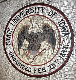 Photo of tile mosaic, Iowa Hall, University of...