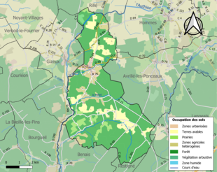 Carte en couleurs présentant l'occupation des sols.