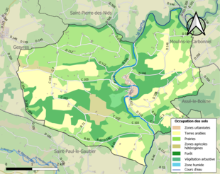 Carte en couleurs présentant l'occupation des sols.