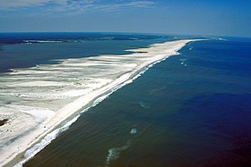 Vue aérienne d'Assateague Island.