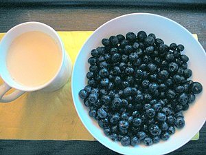 soy milk and blueberries