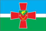 Flag of the Bobrovytsia Raion with a Cossack cross under its coat-of-arms
