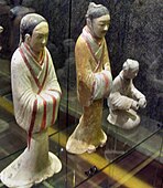 A female servant and a male advisor in Han shenyi, terracotta figurines from Western Han.