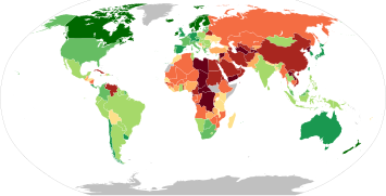 Mapa del Índice de Democracia en 2020 según The Economist Intelligence Unit