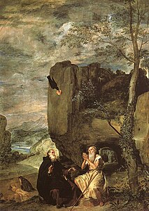 Սուրբ Անտոն կ՚այցելէ Սուրբ Պօղային (սրբանկարը՝ Սպանացի պատկերահան Տիէկօ Վէլասքէս-ին, Diego Velázquez)