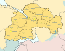 Dnipropetrovsk Oblast, with Russian-occupied territory in red, formerly Russian-occupied territory in teal. Dnipropetrovsk Oblast border skirmishes.png