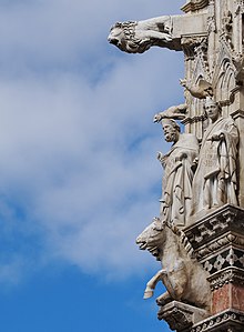 Gargoyles and Saints on facade. Gargoyles and Saints - Siena Cathedral.jpg