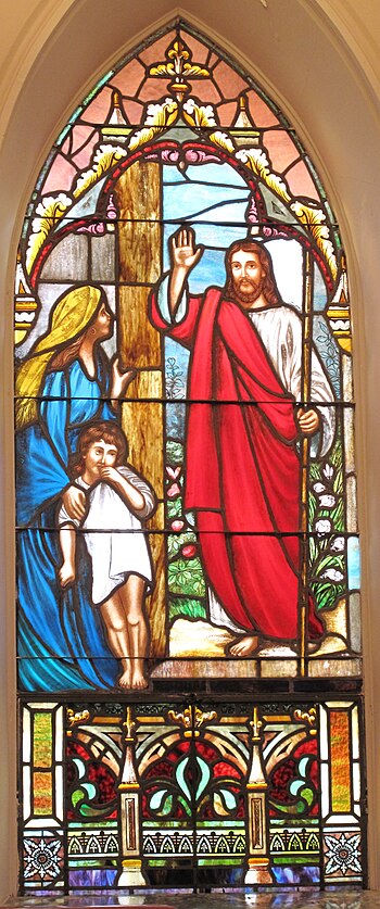 English: Stained Glass depiction of Revelation...