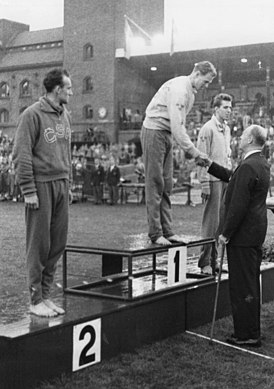 Иржи Лански (слева) на чемпионате Европы 1958 года