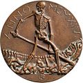 Karl Kiefer, Médaille Diabolus Perdidit Europam (Le Diable corrompt l'Europe), 1914. Collection de pièces d'État de Munich. Photo : Nicolai Kästner