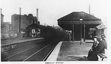 Kirkcaldy Railway Station, facing North. In the Background is the Barry, Ostlere and Shepherd Caledonian Linoleum Works