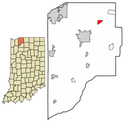 Location of Rolling Prairie in LaPorte County, Indiana.