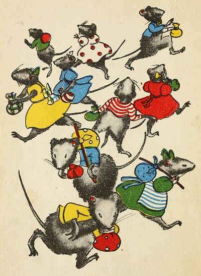 The mouse children scampering away