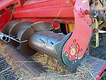 An Archimedes' screw seen on a combine harvester Mahdrescher Schnecke.jpg