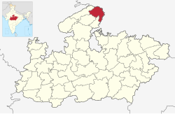 मध्यप्रदेश राज्यस्य मानचित्रे भिण्डमण्डलम्