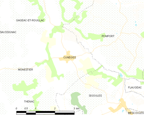 Poziția localității Cunèges