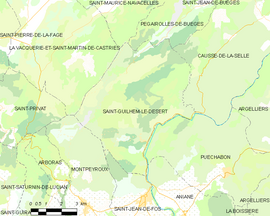 Mapa obce Saint-Guilhem-le-Désert