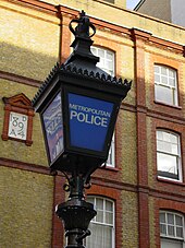 A traditional blue lamp as seen outside most police stations. Met Police Blue Lamp.jpg