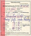 Militärfahrkarte 1938 von Rendsburg nach Königsberg (Pr.), 999 km, ein Offizier, ohne Militär-Diensthund (sic!)