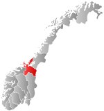 Мапа Норвегії з підсвіткою провінції Сер-Треннелаг