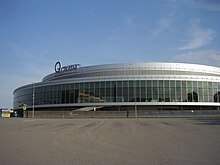O2 Arena in Prague, was built for the 2004 Men's World Ice Hockey Championships O2 Arena, od Ceskomoravske.jpg