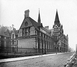 Old Medical School on Coupland Street (photographed in 1908), one of the buildings which have housed the Press Old Medical School.jpg