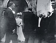 President McKinley Greeting Well-Wishers at a Reception in the Temple of Music. September 6, 1901 (minutes before he was shot).jpg