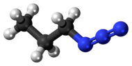 Ball-and-stick model of the propyl azide molecule