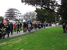 Protest march in Palmerston North, New Zealand Rally Against Asset Sales, Palmerston North, 14 July 2012 07.JPG