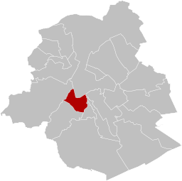Kommunens läge i Brysselregionen.
