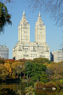 Seen from across the Ramble and Lake in Central Park San remo apartmenthaus.jpg
