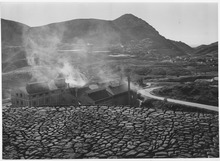 Black-and-white photo of a mine