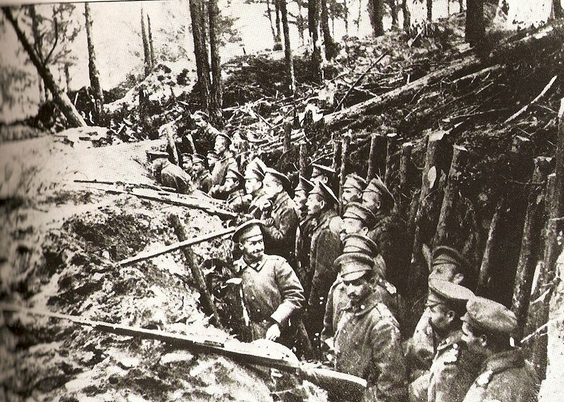 Russian forest trench at the Battle of Sarikamish. 