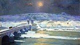 Albert Lebourg, 1886, The Bridge over the Allier at Pont-du-Chateau in Winter, oil on canvas, 43.6 x 77.7 cm, Private Collection