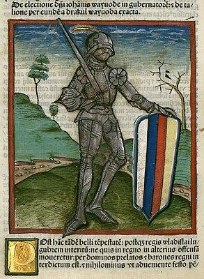 Chronica Hungarorum, Thuróczy chronicle, John Hunyadi, Hungary, warrior, armor, armoder soldier, 15th century, sword, shield, medieval, Hungarian chronicle, book, illustration, history