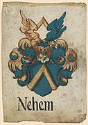 Wappen derer von Nehem mit unterschiedlich farbigen Flügeln (Museen Burg Altena)