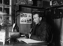 Alfred Wegener in Greenland in the winter of 1912-13. He is most remembered as the originator of continental drift hypothesis by suggesting in 1912 that the continents are slowly drifting around the Earth. Wegener Expedition-1912 008.jpg