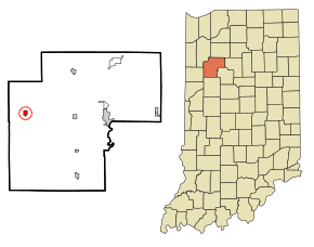 Location of Wolcott in the state of Indiana