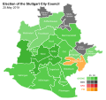 Wählerstärkste Parteien je Stadtbezirk bei der Gemeinderatswahl in Stuttgart 2019