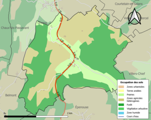 Carte en couleurs présentant l'occupation des sols.